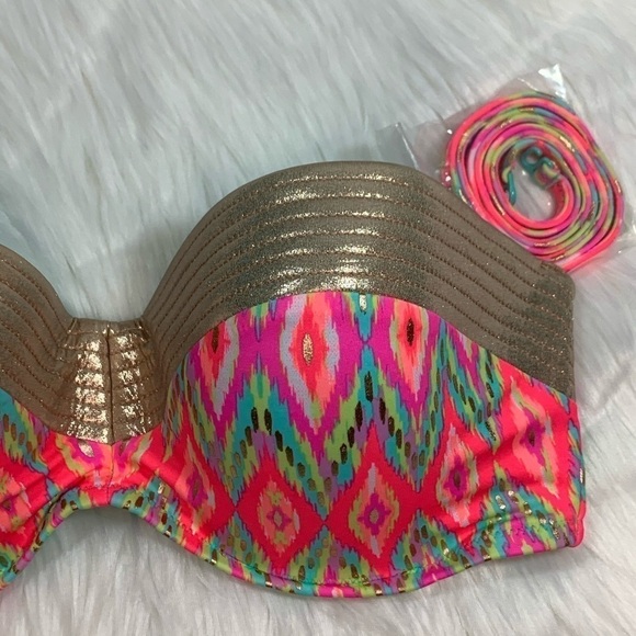 NWOT Shade & Shore Multicolored Bikini Top - Picture 5 of 11
